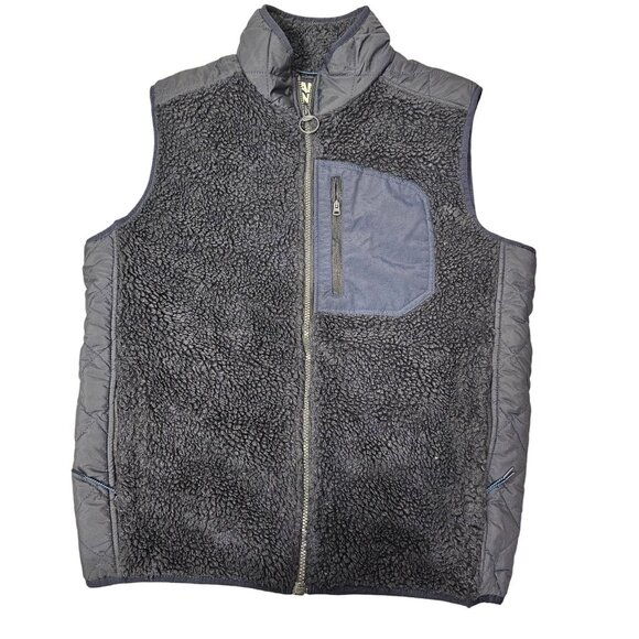 Lands End Mens Quilted Sherpa Fleece Vest Black M 38-40 Pockets Full-Zip Outdoor - Picture 1 of 4